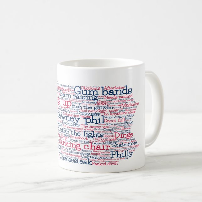 Pennsylvanie USA Slang Word Art Map Coffee Mug (Devant droit)