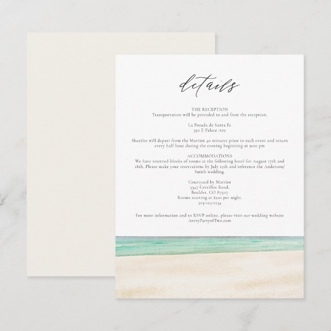 PENSACOLA BEACH Aquarelle Floride Détails Carte (Devant / Derrière)