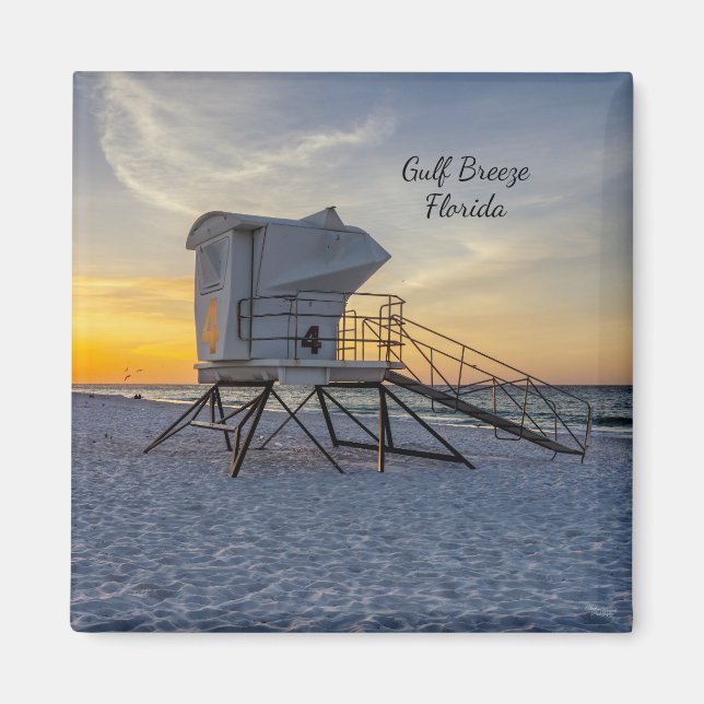 Pensacola Beach Lifeguard Station Sunrise Magnet (Devant)