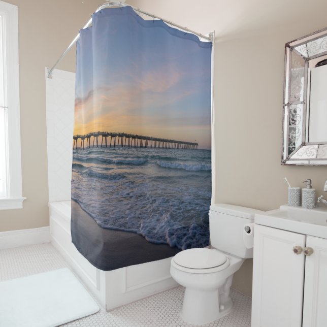 Pensacola Pier Rive Sunrise Douche Rideau (En situation)
