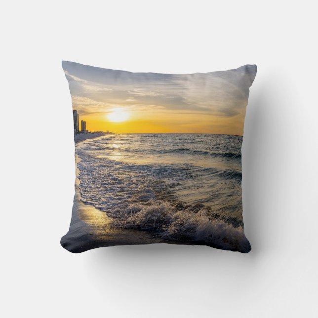 Pensacola Splashing Waves Sunrise Coussin (Recto)