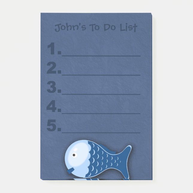 Pense-Bête Enfant Poisson Bleu Post-It (Devant)