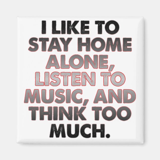 Pense Trop Amusant Introvert Fridge Magnet (Devant)