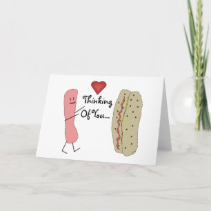 Pensée à vous carte de bande dessinée de hot dog