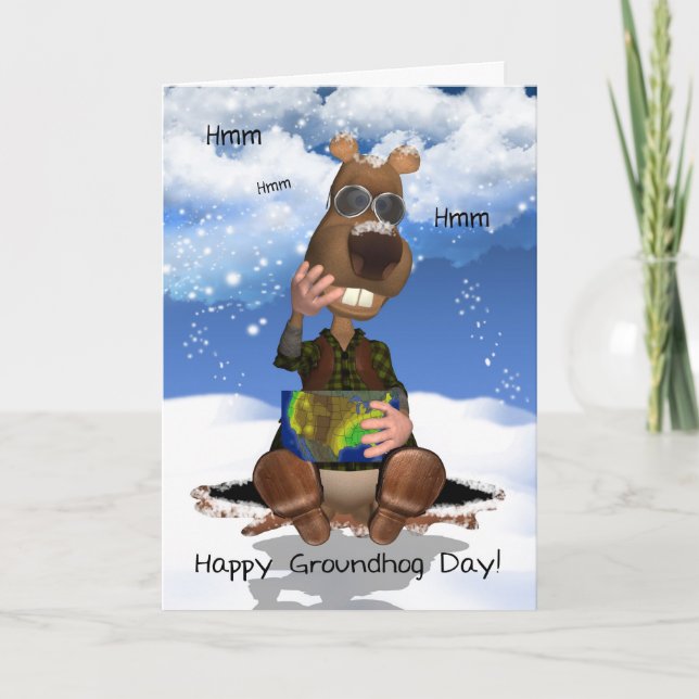 Pensée de Groundhog de carte de voeux de jour de (Devant)