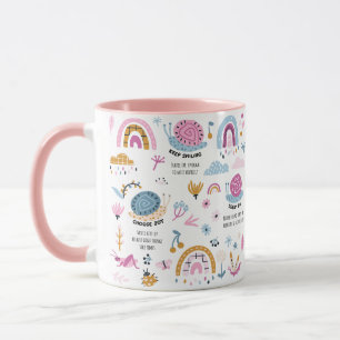 Pensée positive aux escargots, Mug de café rose, 1