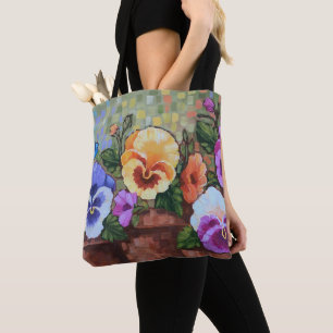 "Pensées colorées" 16" x 16" sac fourre-tout