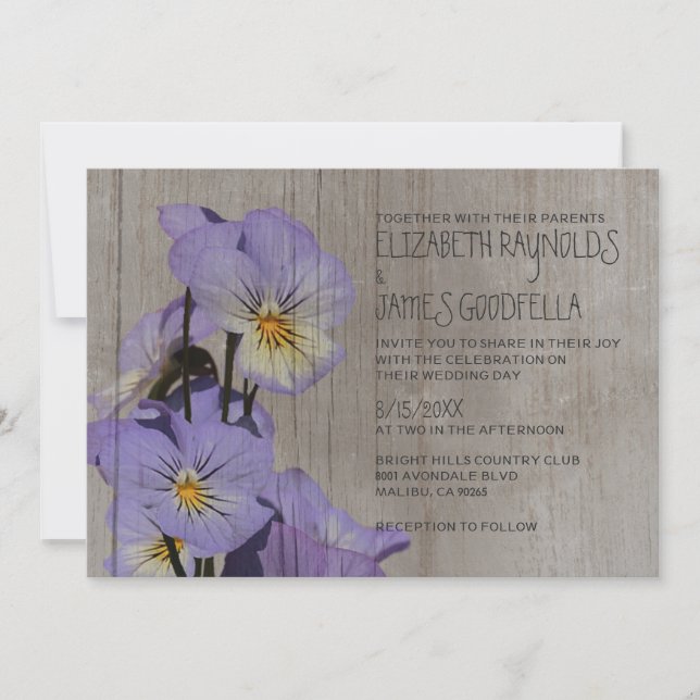 Pensées rustiques épousant des invitations (Devant)