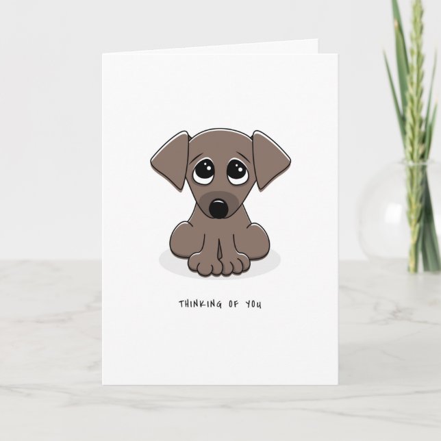 Penser à votre carte avec un chien chiot mignon (Devant)
