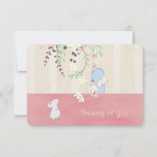 Penser à vous mignonne carte de voeux de souris bl
