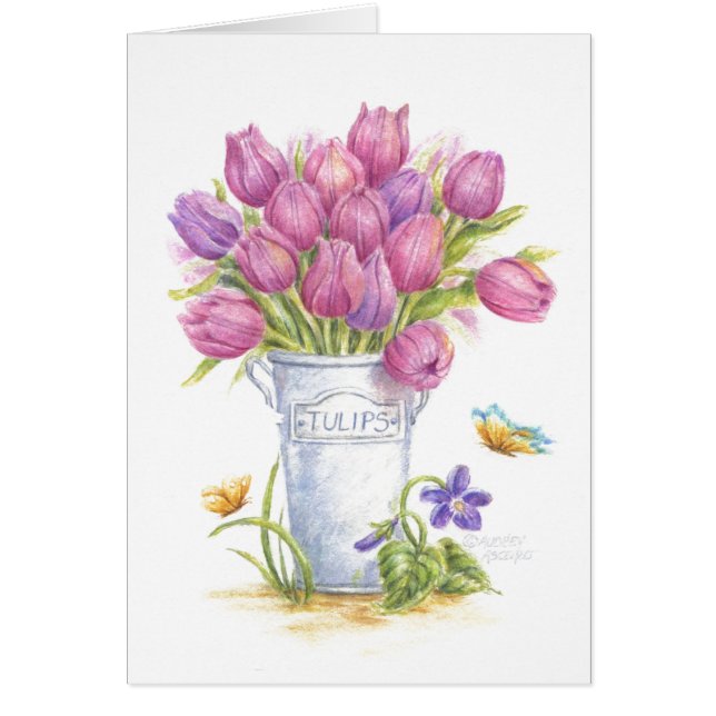 Penser à vous Tulips de carte dans la carte de voe (Devant)