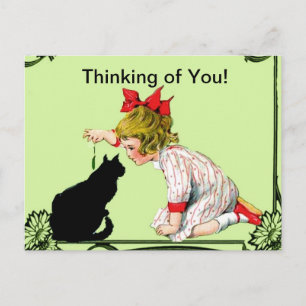 PENSEZ À VOUS CARTE POSTALE VINTAGE ENFANT W CAT A