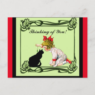 PENSEZ À VOUS CARTE POSTALE VINTAGE ENFANT W CAT A