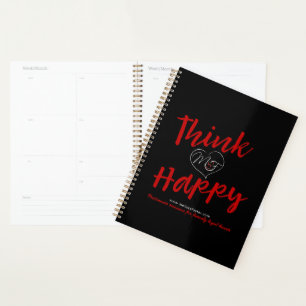 Pensez au joyeux logo noir planificateur (8,5 po x