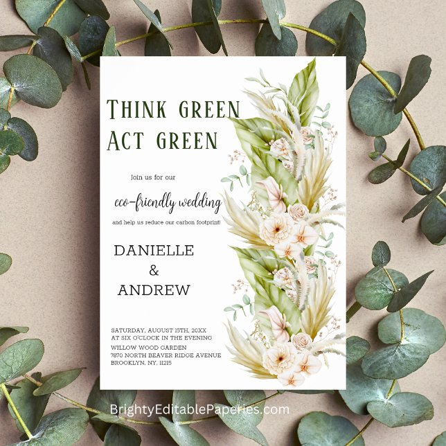 Pensez Green Act Green Eco-Friendly Poster Mariage (Celebrate Love Sustainably: Think Green, Act Green at Our Wedding!)