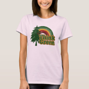 Pensez Green Retro Rainbow Jour des terres T-shirt