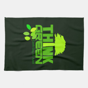 PENSEZ VERT (Jour des terres) serviettes de cuisin
