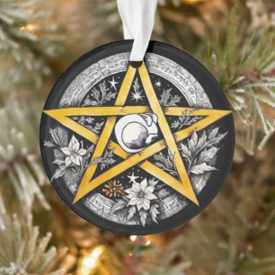 Pentacle gothique Yule Tree noir et blanc