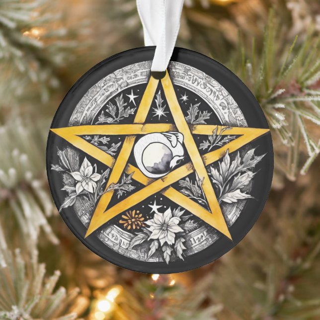Pentacle gothique Yule Tree noir et blanc (Arbre)