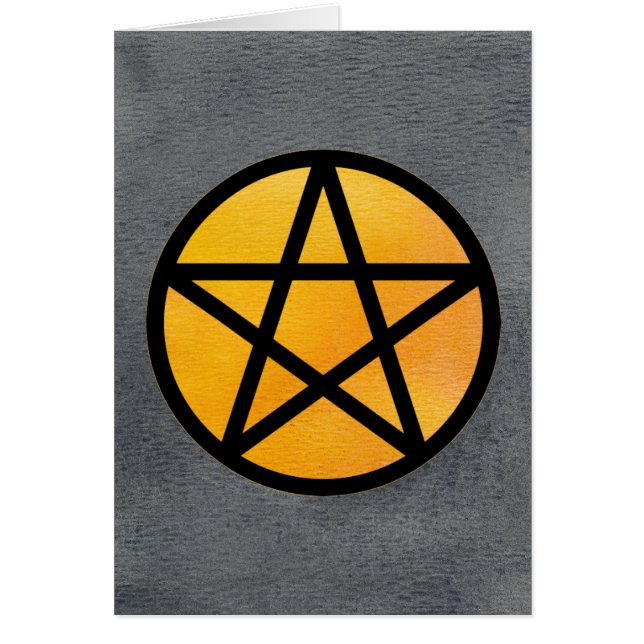 Pentacle orange sur carte Aquarelle noire (Devant)