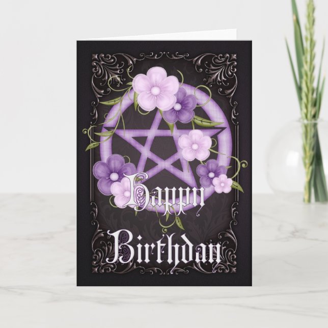 Pentagram 5 Wicca Bonne carte de voeux d'anniversa (Devant)