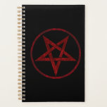 Pentagram Red Devil<br><div class="desc">Pentagramme rouge,  inversé,  texturé en cercle,  sur arrière - plan noir. Symbole occulte 666</div>