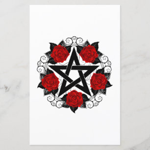 Pentagramme aux roses rouges