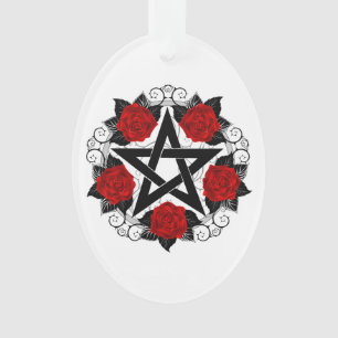Pentagramme aux roses rouges