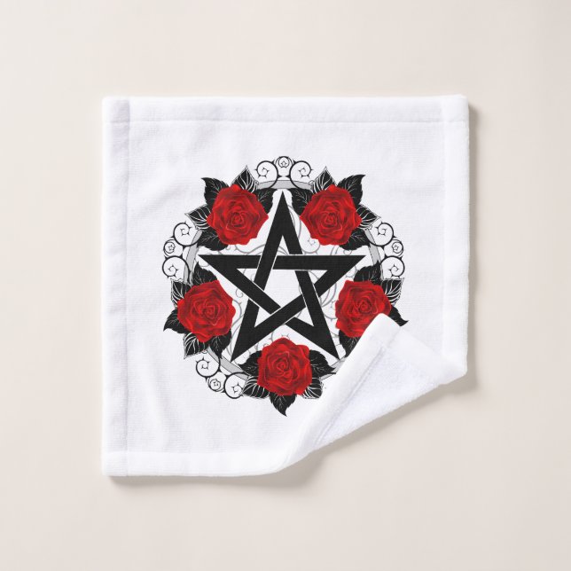 Pentagramme aux roses rouges (Gant de toilette)