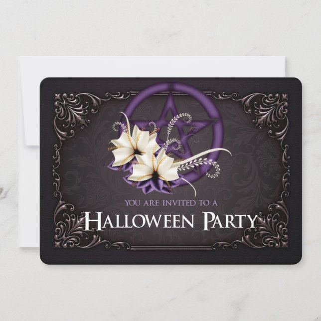 Pentagramme violet Invitation de la fête d'Hallowe (Devant)
