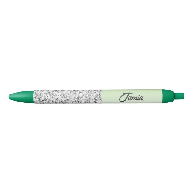 Pente vert solide et cristaux encre noire stylo (Devant)