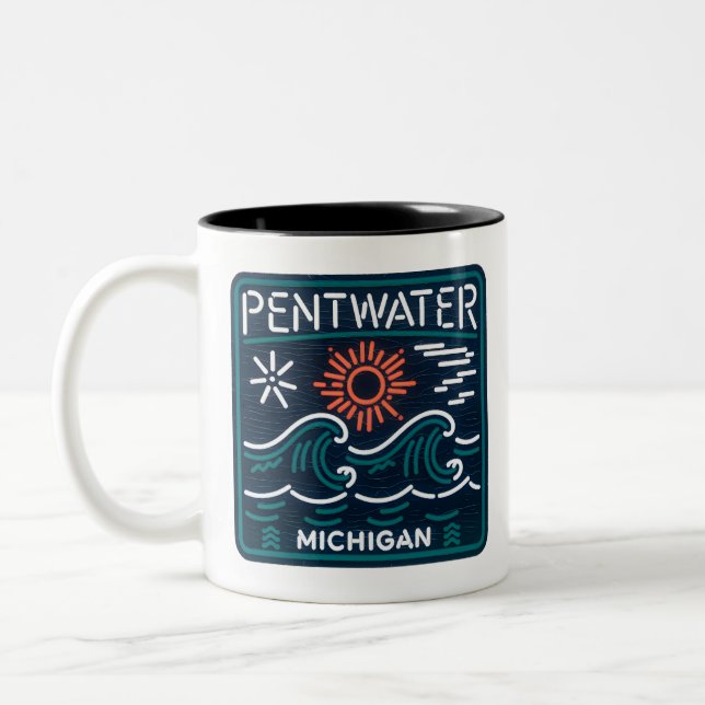 Pentwater Michigan Neon Sign Coffee Mug (Gauche)