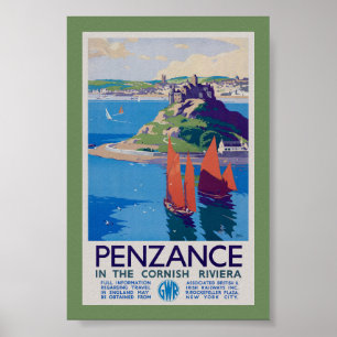 Penzance dans la Riviera cornique Affiche Vintage