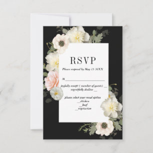 Peoné et Anémones Romantique carte RSVP