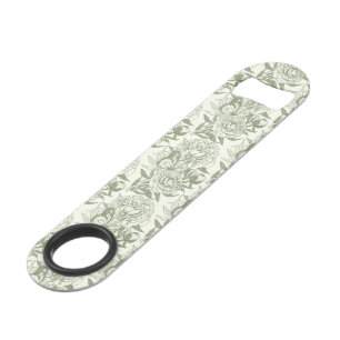 Peoné et papillons bloc impression, sauge vert et
