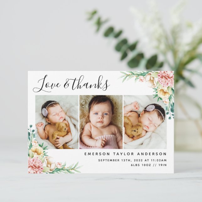 Peonie Eucalyptus Floral Amour et Merci bébé (Debout devant)