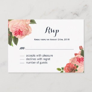 Peonie romantique de corail sur cartes RSVP de la