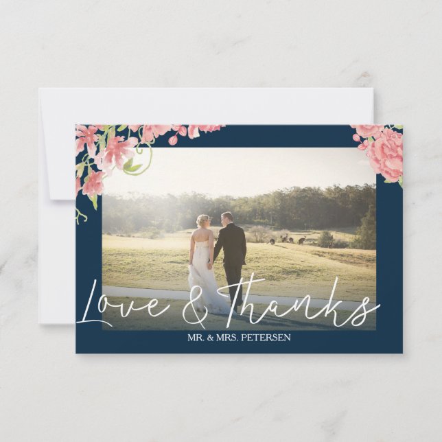 Peonies blanches marine mariage photo merci (Devant)