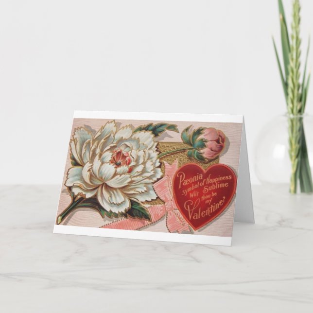 Peonies blanches victoriennes Carte Saint Valentin (Devant)