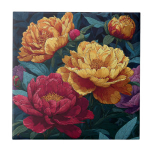 Peonies Botaniques Carreaux En Céramique Pour Déco