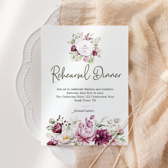 Peonies Bourgogne rose Dîner de répétition florale (Créateur téléchargé)