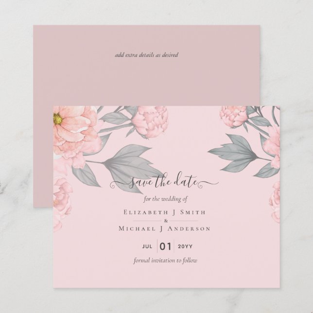 PÉONIES BUDGÉTAIRES Mariage Peach Sage rose (Devant / Derrière)