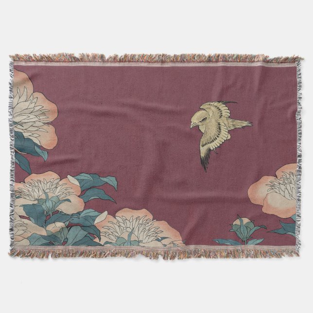 Peonies d'Hokusai et couverture de Canary Throw (Devant)