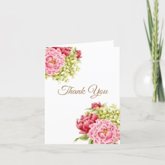 Peonies et Hydrangea Merci Blank Folank Carte