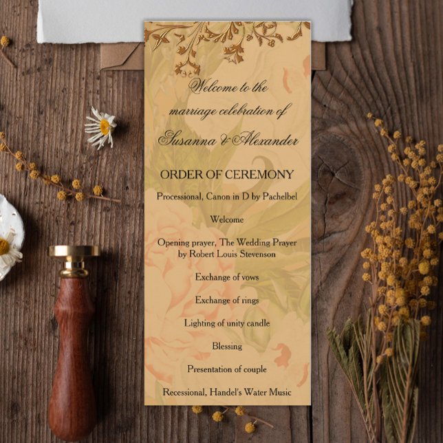 Peonies et programme de mariage d'or de la récolte (Créateur téléchargé)