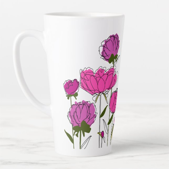 Peonies Latte Mug (Gauche)