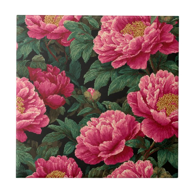 Peonies Modernes Carreaux En Céramique Pour Intéri (Devant)