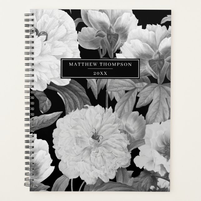 Peonies noires et blanches Aquarelle Album floral (Devant)
