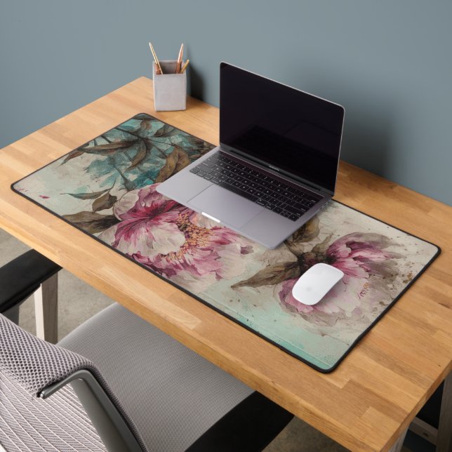 Peonies peintes - Pad de souris, Mat de bureau, Bu (Bureau 2)