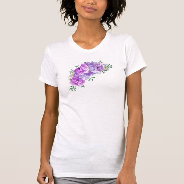 Peonies pourpres T-Shirt à Swag floral (Devant)
